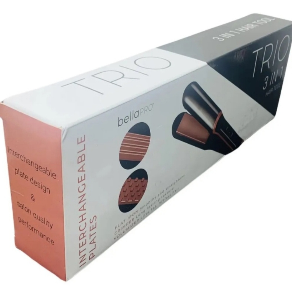 Bella Pro Flat Iron Trio 3 in1 interchangeable Plates Hair tool ceramic 1 1/4in.